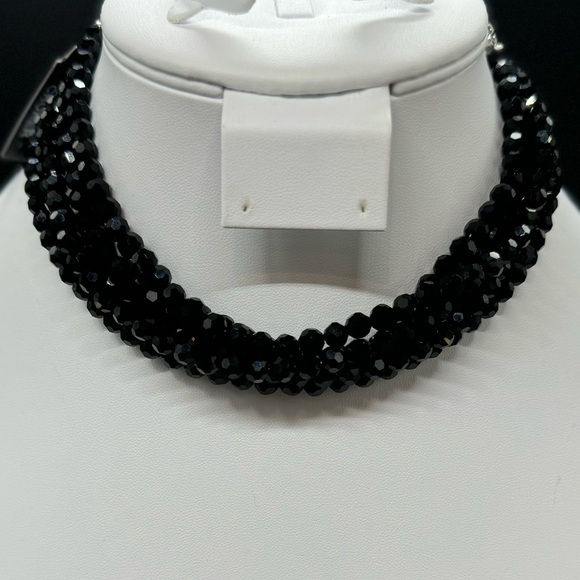 Catherine Malandrino Stunning Black Faceted Crystal Bead Multilayer Choker - Picture 5 of 9